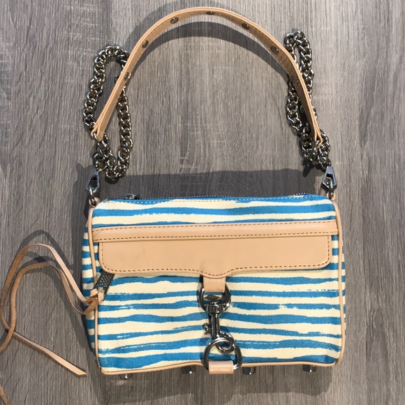 Rebecca Minkoff Mini Mac White/Blue Crossbody - Picture 1 of 4